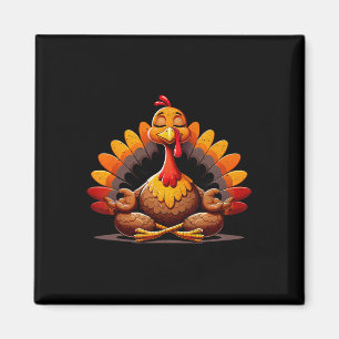 Turkey Yoga Thanksgiving Day Funny Meditating Nama Magnet