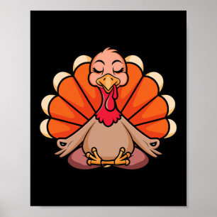 Turkey Yoga Thanksgiving Day Meditating Namaste Fa Poster