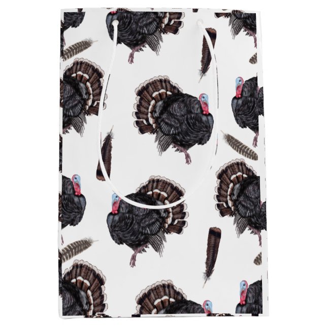 Turkeys and Feathers - White Gift Bag (Front)
