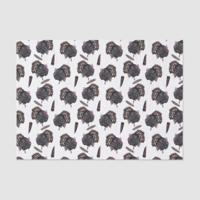 Turkeys and Feathers - White Tissue Paper (Front)