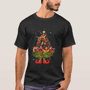 Turkeys Christmas Tree Lights Cute Santa Hat T-Shirt