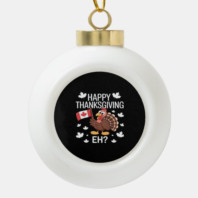 Turkey's Day Off Oversized T-Shirt Ceramic Ball Christmas Ornament (Front)