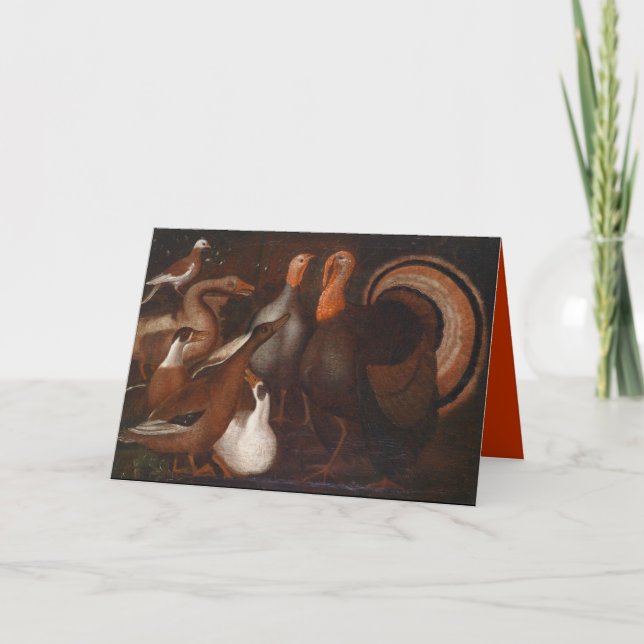 Turkeys Ducks poem ThanksgIving inside greeting C Holiday Card (Front)