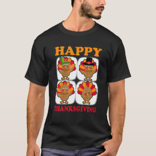 Turkeys Happy Thanksgiving Emotions Pilgrim Turkey T-Shirt