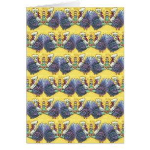 TURKEYS IN KITCHEN THANKSGIVING GREETING CARD Vers