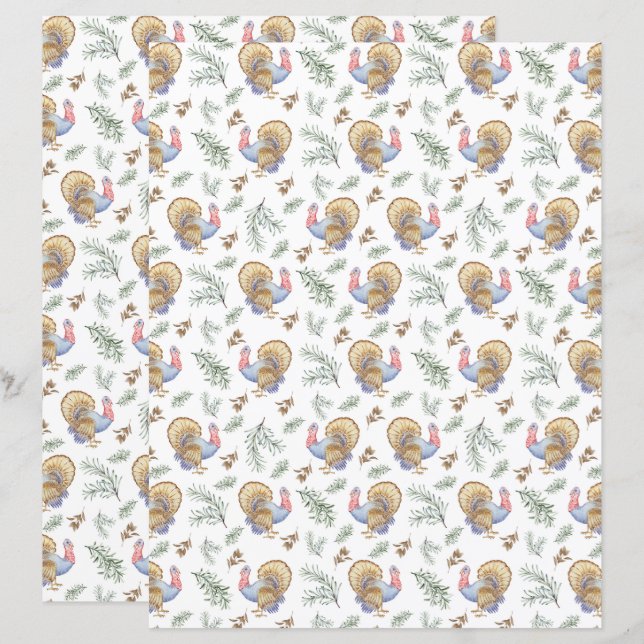 Turkeys Scrapbook Paper (Front/Back)