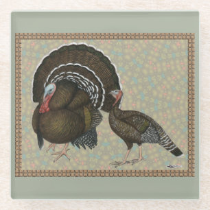 Turkeys Standard Bronze Portrait Glass Coaster