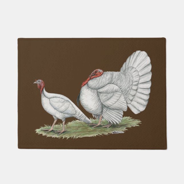Turkeys White Holland Doormat (Front)