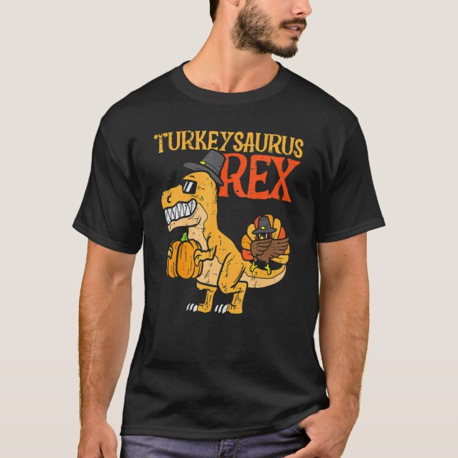 Turkeysaurus Rex Dab Turkey Dino Toddler Boys Than T-Shirt (Front)