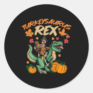 Turkeysaurus Rex Dinosaur Trex Turkey Thanksgiving Classic Round Sticker