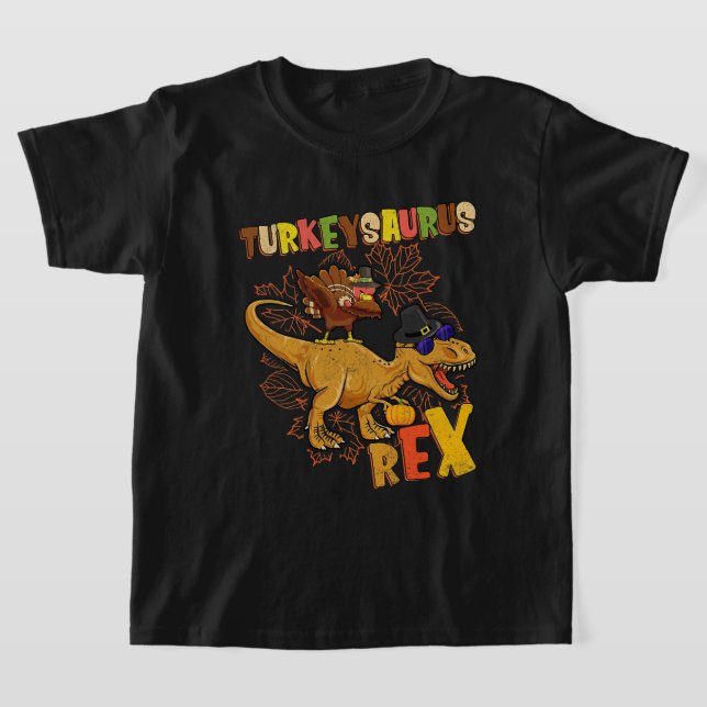 Turkeysaurus Rex Turkey Dinosaur Thanksgiving Todd T-Shirt (Laydown)