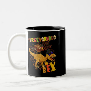 Turkeysaurus Rex Turkey Dinosaur Thanksgiving Todd Two-Tone Coffee Mug
