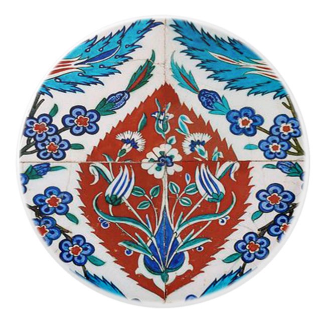 Turkis Ceramic Floral Ceramic Knob (Front)