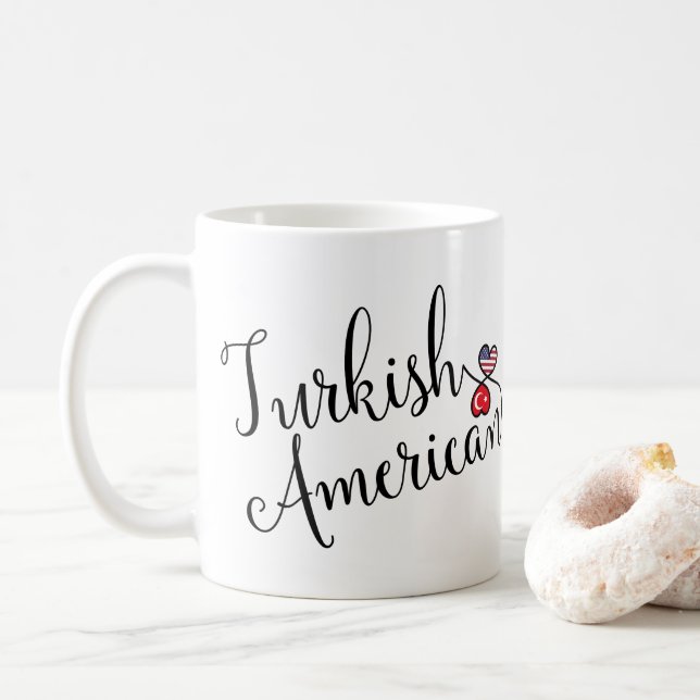Turkish American Entwined Hearts Mug (With Donut)