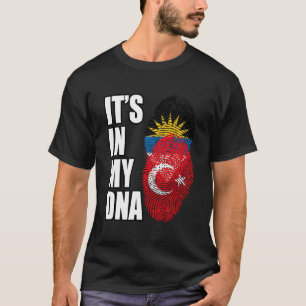 Turkish And Antiguan Mix Heritage Dna Flag T-Shirt