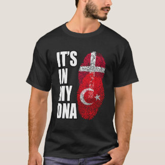 Turkish And Danish Mix Heritage Dna Flag T-Shirt