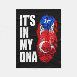 Turkish And Puerto Rican Mix Heritage Dna Flag Fleece Blanket
