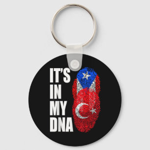 Turkish And Puerto Rican Mix Heritage Dna Flag Key Ring
