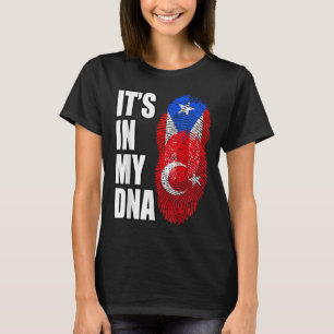 Turkish And Puerto Rican Mix Heritage Dna Flag T-Shirt