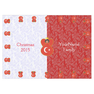 Turkish Angel Flag on Red and White Personalised Tablecloth
