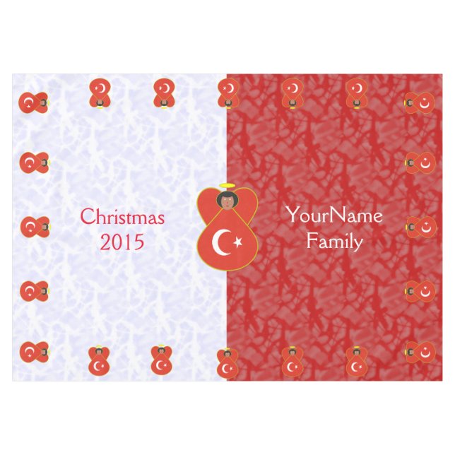 Turkish Angel Flag on Red and White Personalised  Tablecloth (Front (Horizontal))
