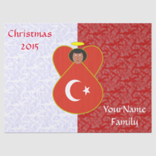 Turkish Angel Flag on Red and White Personalised  Tissue Paper