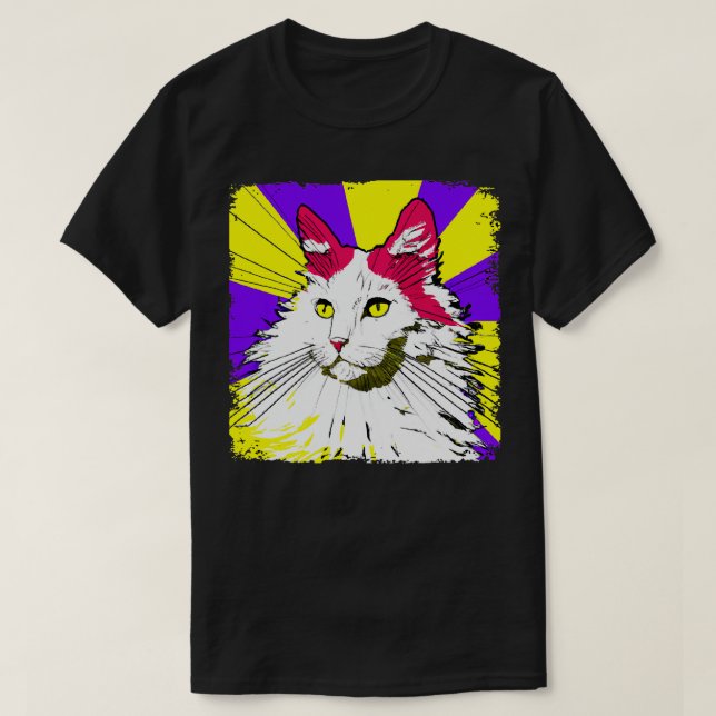 Turkish Angora Art Cat Lover Gift 3 T-Shirt (Design Front)