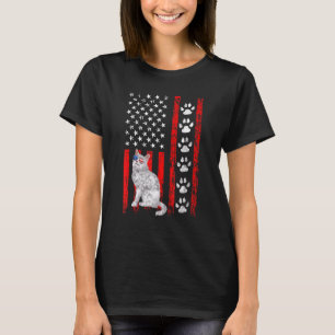 Turkish Angora Cat 4th Of July Patriotic American  T-Shirt