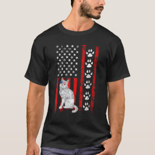 Turkish Angora Cat 4th Of July Patriotic American T-Shirt