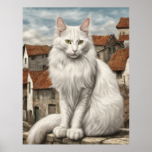 Turkish Angora - Cat Art Print