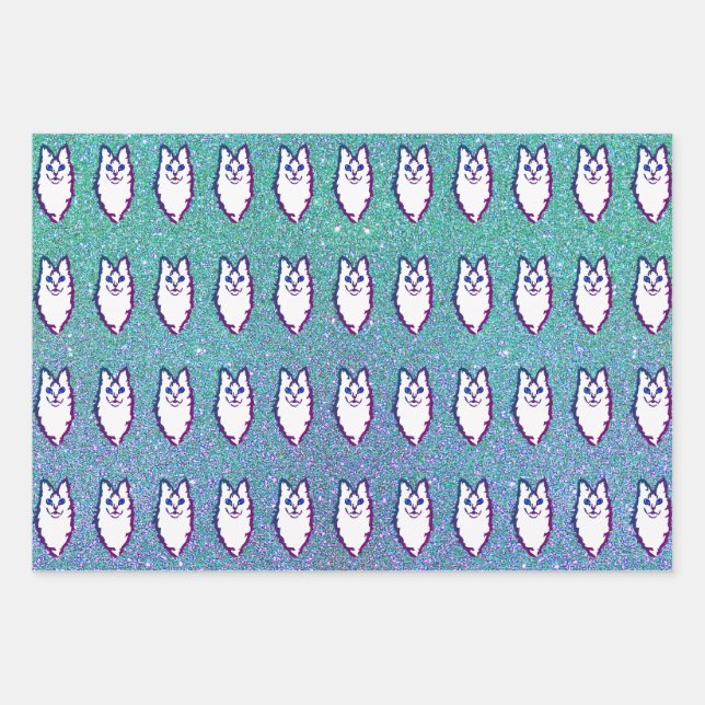 Turkish Angora Cat - Blue Eyed Angora  Wrapping Paper Sheet (Front)