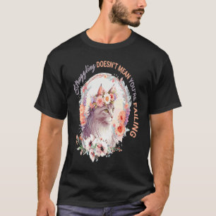 Turkish Angora Cat Breed Flower Crown Positive Aff T-Shirt