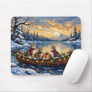 Turkish Angora Cat Christmas Boat Holiday Mouse Mat