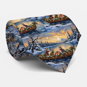 Turkish Angora Cat Christmas Boat Holiday Tie