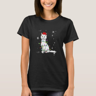 Turkish Angora Cat Christmas Lights Christmas Cat T-Shirt
