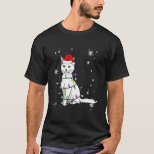 Turkish Angora Cat Christmas Lights Christmas Cat T-Shirt