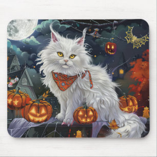 Turkish Angora Cat Halloween Spooky Mouse Mat