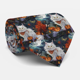 Turkish Angora Cat Halloween Spooky Tie