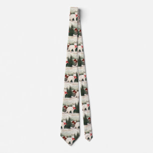 Turkish Angora Cat in Snow Christmas Tie