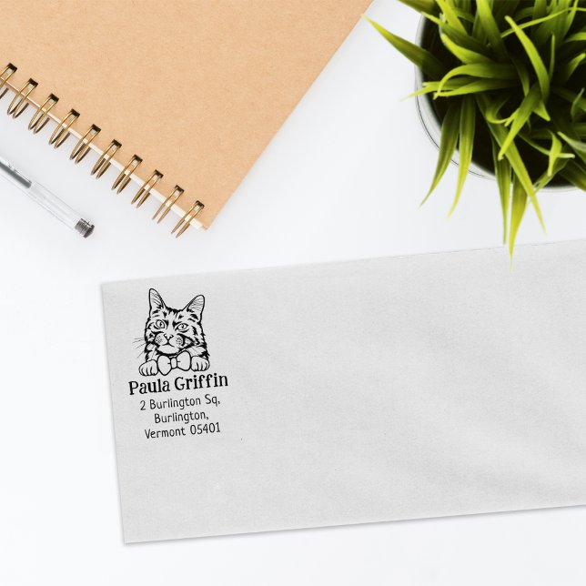 Turkish Angora Cat Return Address  Rubber Stamp (Creator Uploaded)