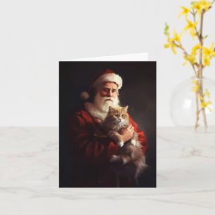 Turkish Angora Cat Santa Claus Festive Christmas  Card