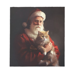 Turkish Angora Cat Santa Claus Festive Christmas  Notepad