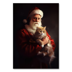 Turkish Angora Cat Santa Claus Festive Christmas Table Number