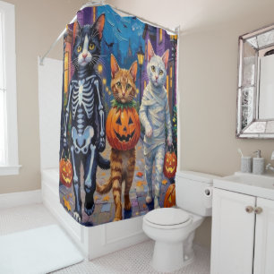 Turkish Angora Cats In Halloween Costumes Shower Curtain
