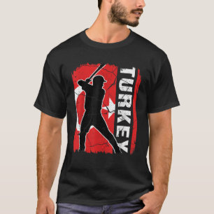 Turkish Baseball Player Turkey Flag Baseball Fans  T-Shirt