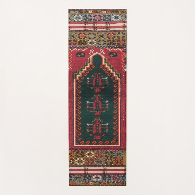 Turkish beautiful design of traditional carpet yoga mat (Front)