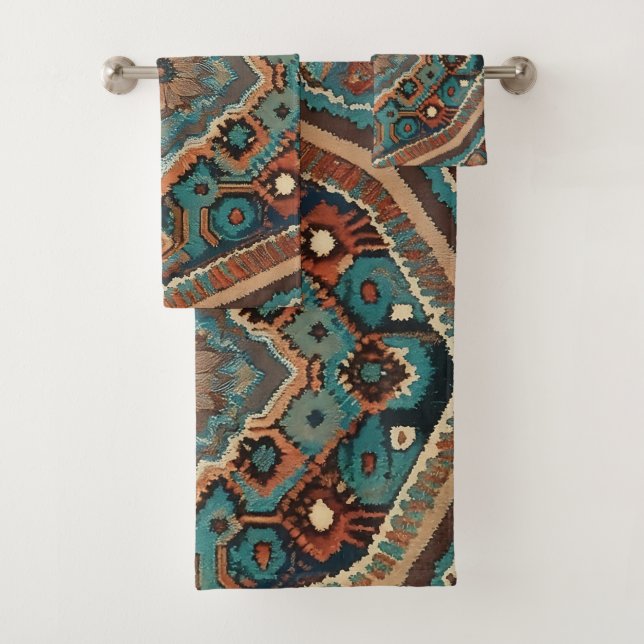 Turkish Beautiful Old Pattern Modern Collection Bath Towel Set (Insitu)