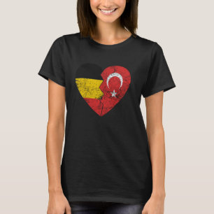 Turkish Belgian Flag Heart Belgium Turkey Flags R T-Shirt