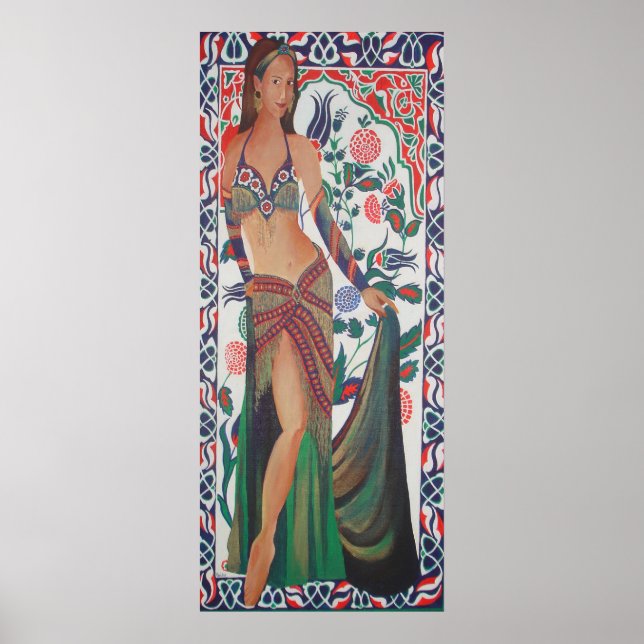 Turkish Belly Dancer With Traditional Art Backgrou Poster (Front)