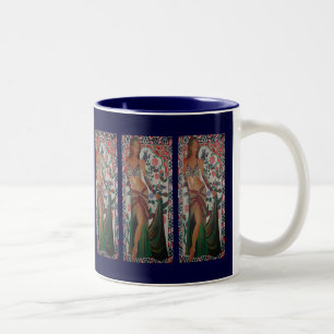 Turkish Belly Dancer With Traditional Art Backgrou Two-Tone Coffee Mug